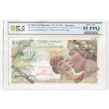 Saint Pierre and Miquelon, 20 Nouveaux Francs on 1000 Francs, Union Française