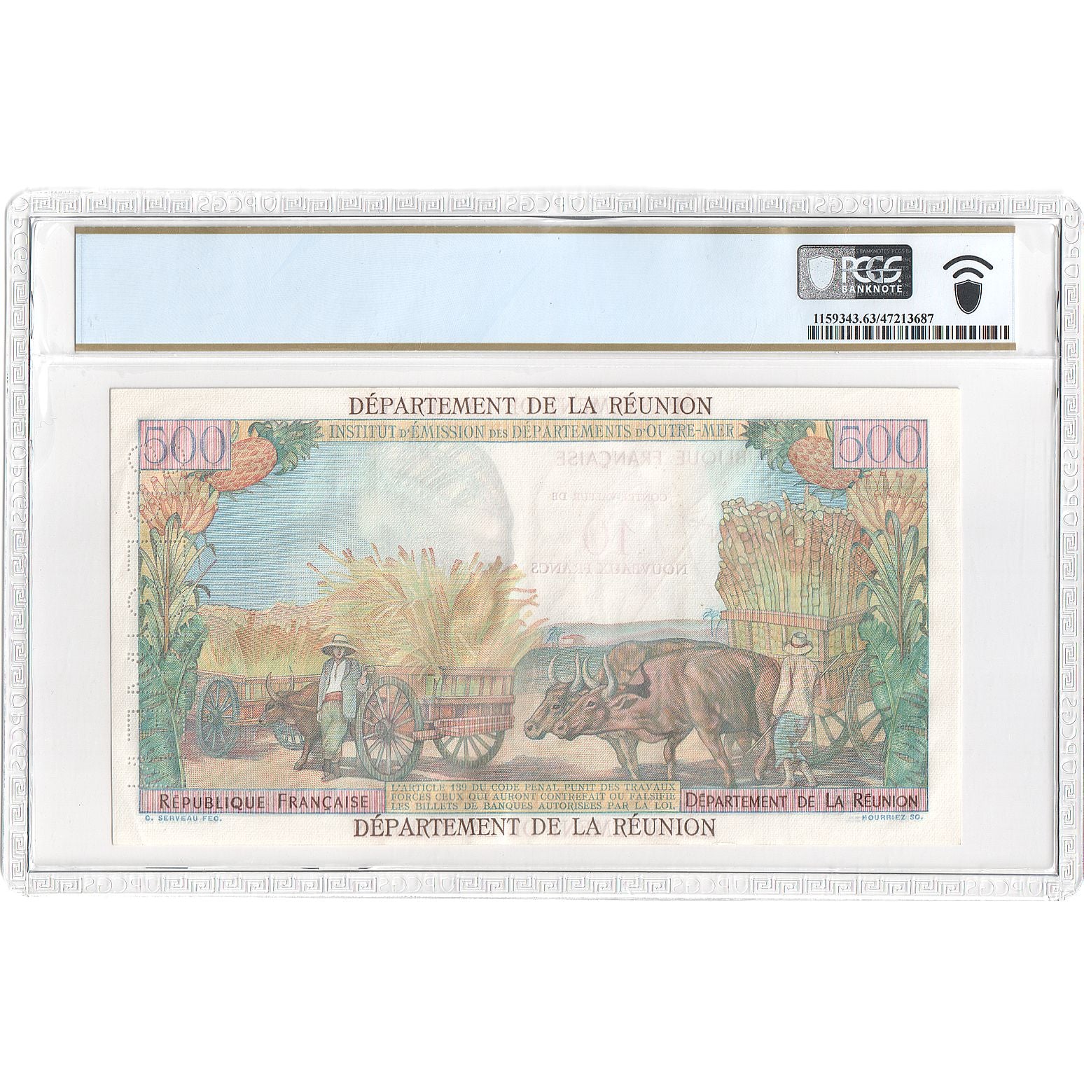 Réunion, 10 Nouveaux Francs on 500 Francs, Pointe-à-Pitre, Undated (1967)