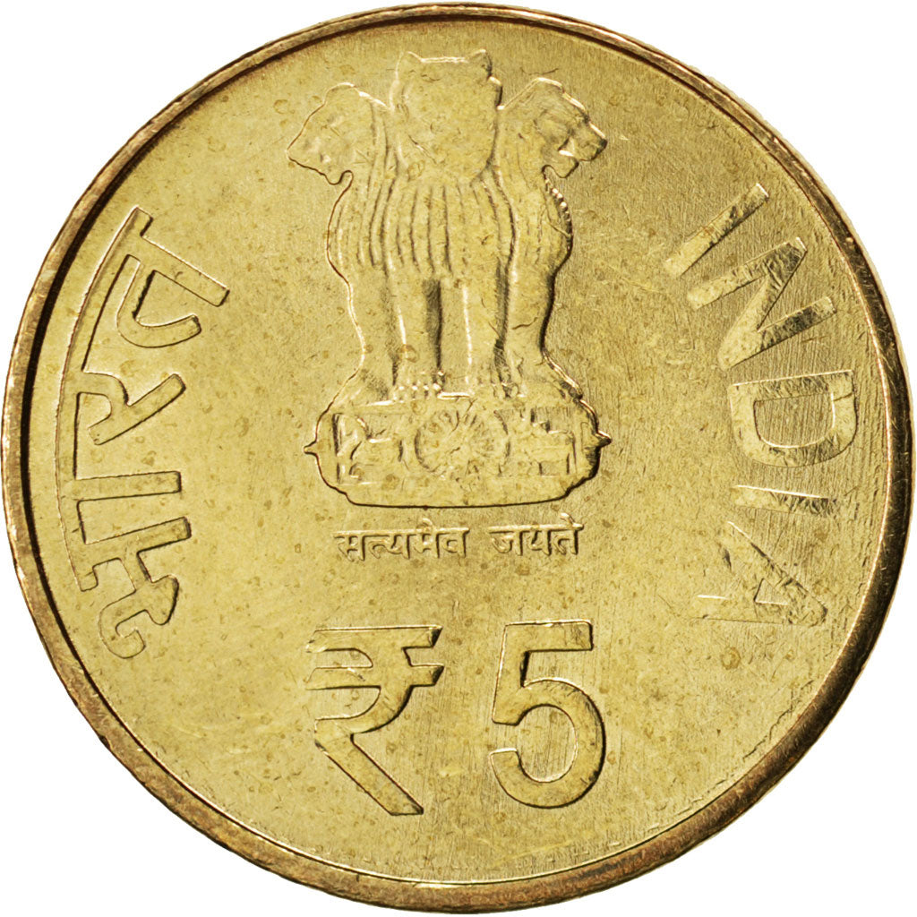 Coin, INDIA-REPUBLIC, 5 Rupees, 2010, MS(63), Nickel-brass, KM:403.1