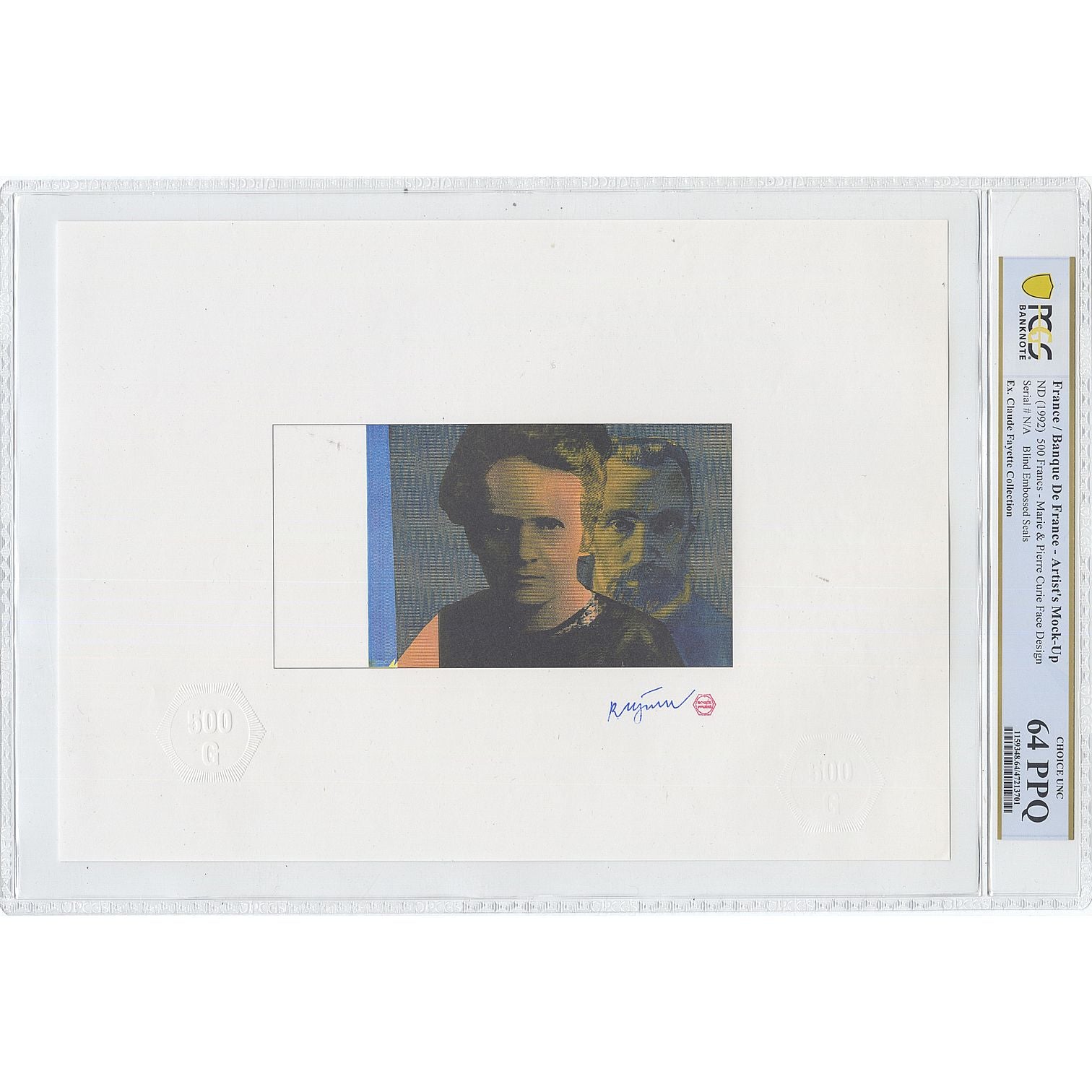 France, 100 Francs, Pierre et Marie Curie, Undated (1992), Mock-Up, Gradée