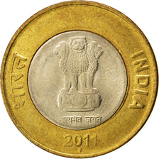 INDIA-REPUBLIC, 10 Rupees, 2011, KM #400, MS(63), Bi-Metallic, 27, 7.52