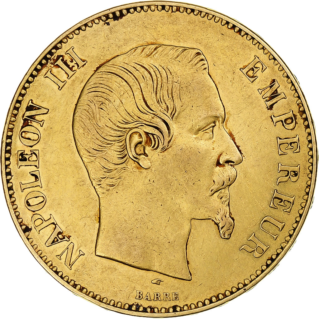 Francia, Napoleon III, 100 Francs, 1855, Paris, Oro, BB, Gadoury:1135, Le