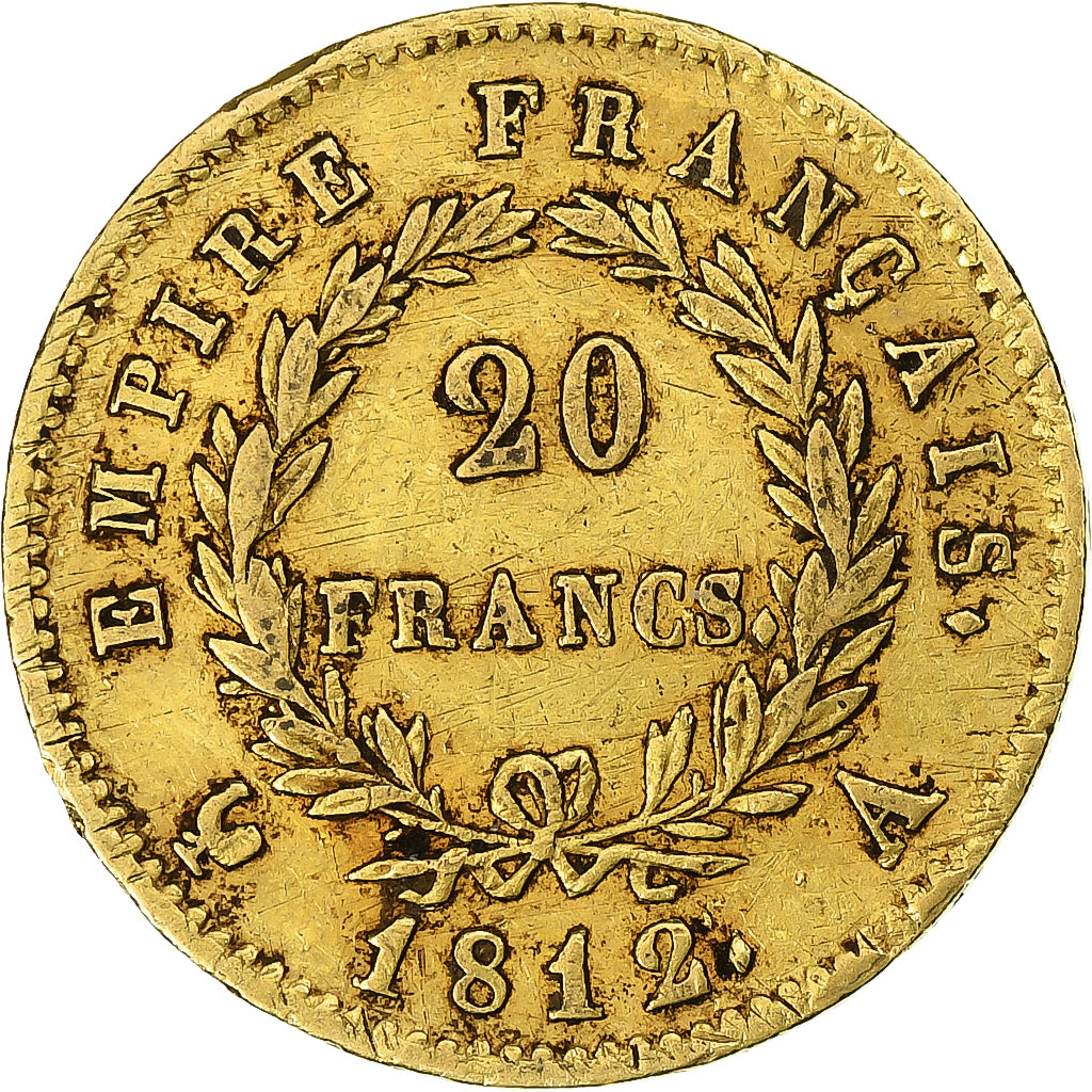Francia, Napoleon I, 20 Francs, 1812, Paris, Oro, MBC, Gadoury:1025, Le