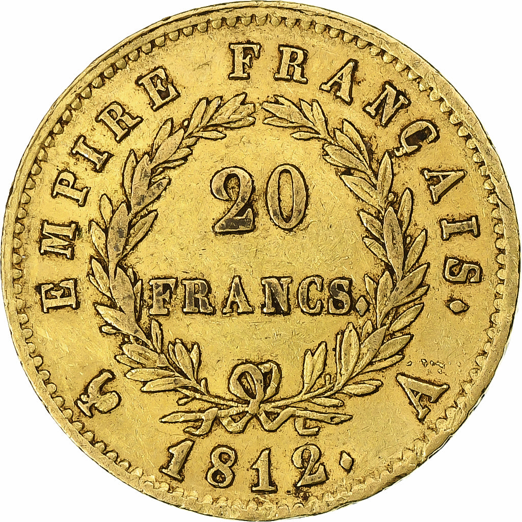Francia, Napoleon I, 20 Francs, 1812, Paris, Oro, MBC, Gadoury:1025, Le