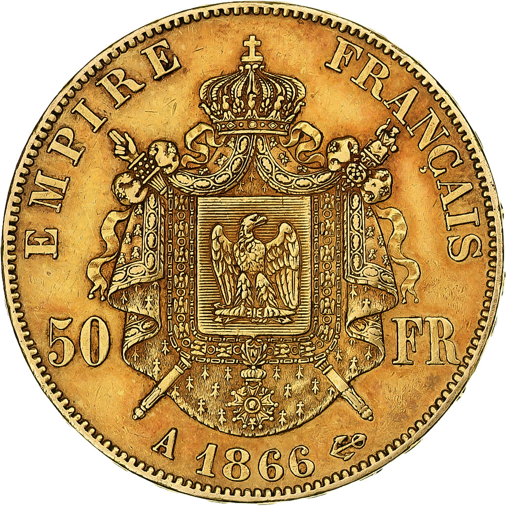 Frankrijk, Napoleon III, 50 Francs, 1866, Paris, Goud, ZF+, Gadoury:1112, Le