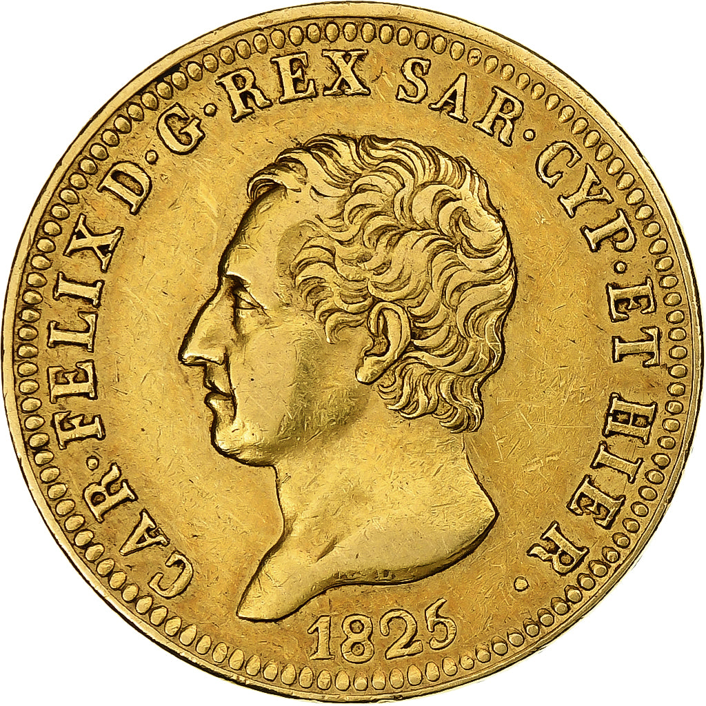 STATI ITALIANI, SARDINIA, Carlo Felice, 40 Lire, 1825, Torino, Oro, BB+