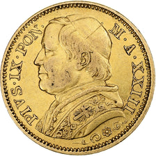 DEPARTAMENTY WŁOSKIE, PAPAL STATES, Pius IX, 20 Lire, 1868, Rome, Złoto