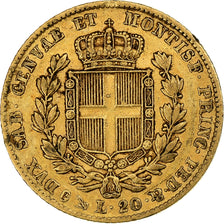 DEPARTAMENTY WŁOSKIE, SARDINIA, Carlo Alberto, 20 Lire, 1838, Genoa, Złoto