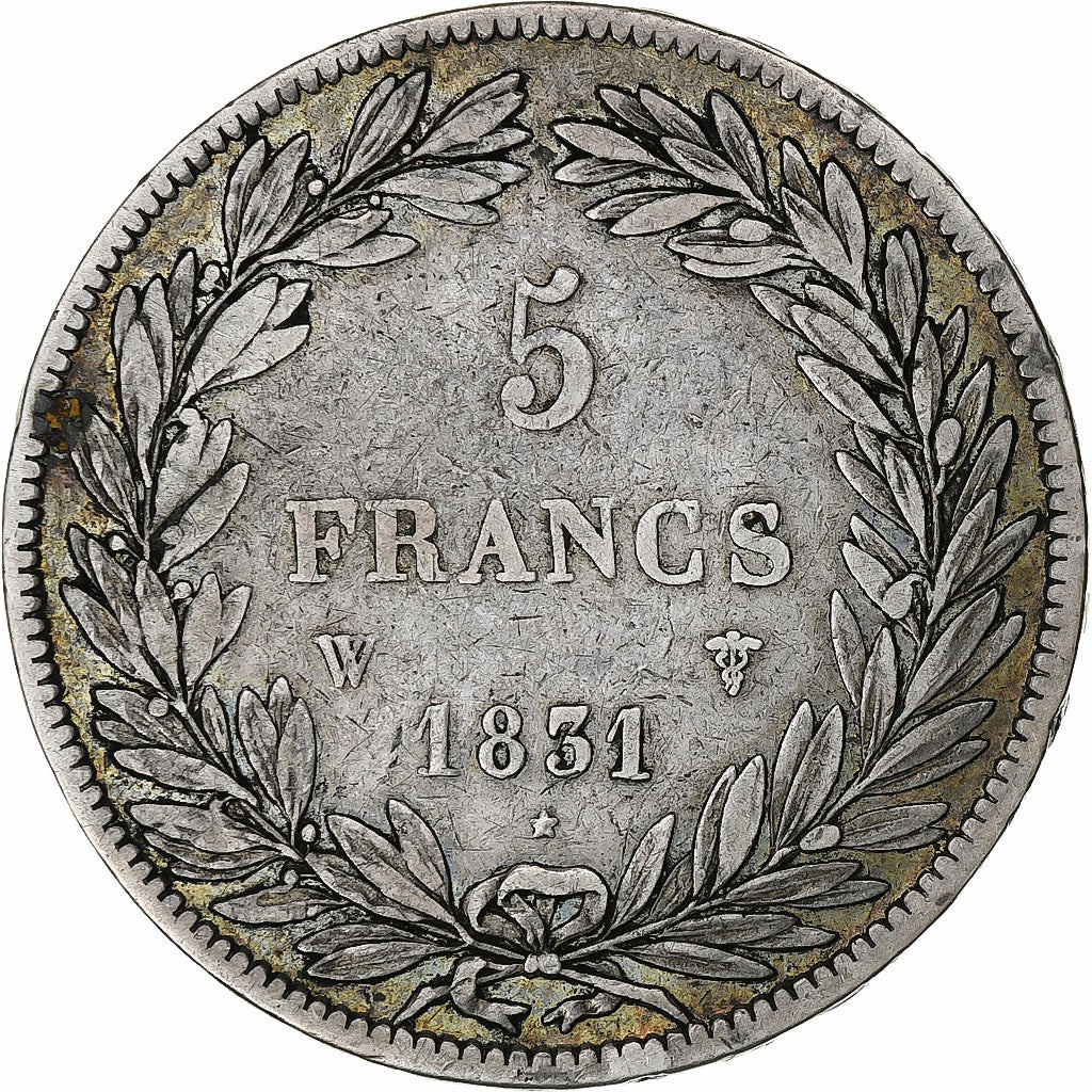 Frankreich, Louis-Philippe, 5 Francs, 1831, Lille, Tranche en relief, Silber