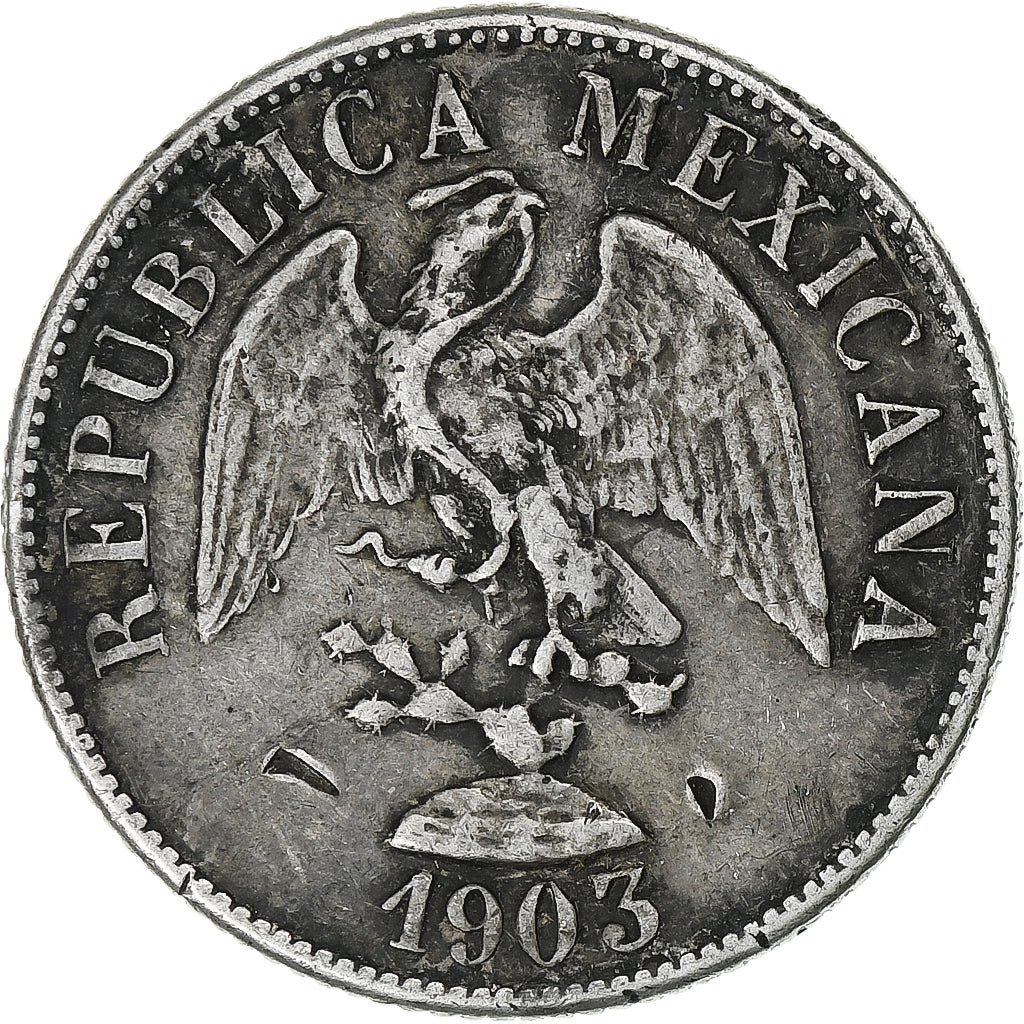 México, 20 Centavos, 1903, Culiacan, Prata, VF(30-35), KM:405