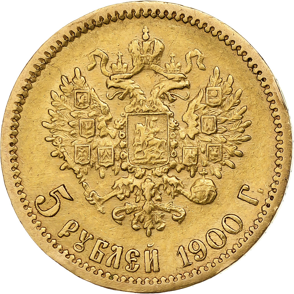 Russia, Nicholas II, 5 Roubles, 1900, Saint Petersburg, Złoto, EF(40-45), KM:62
