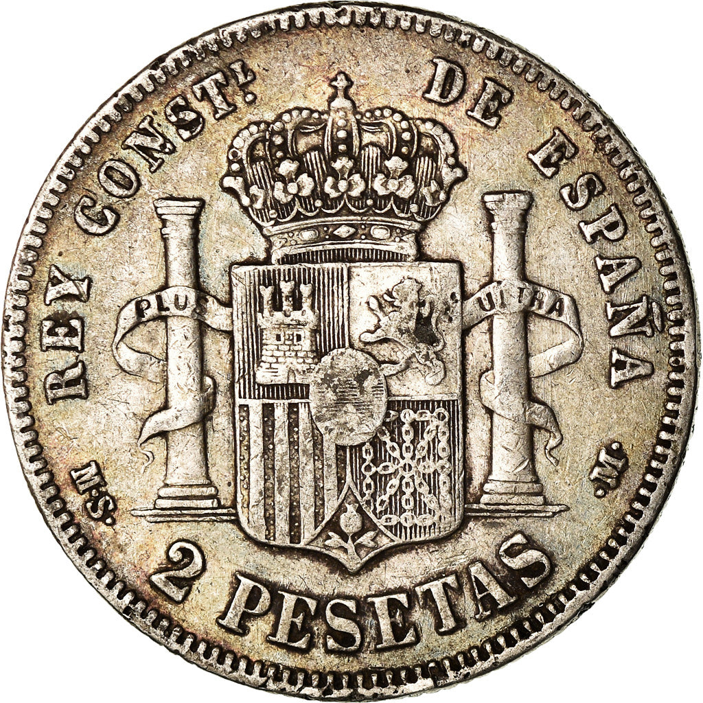 Moneta, Spagna, Alfonso XII, 2 Pesetas, 1882, Madrid, BB, Argento, KM:678.2