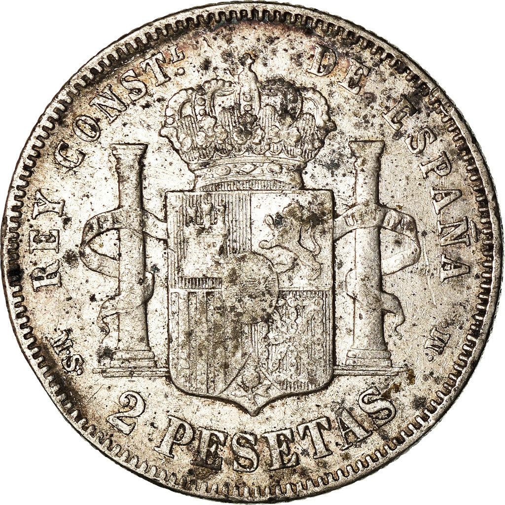 Moeda, Espanha, Alfonso XII, 2 Pesetas, 1882, Madrid, VF(30-35), Prata, KM:678.2