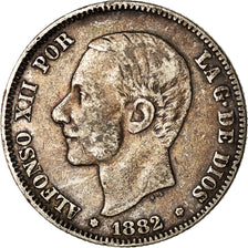 Coin, Spain, Alfonso XII, 2 Pesetas, 1882, Madrid, VF(30-35), Silver, KM:678.2
