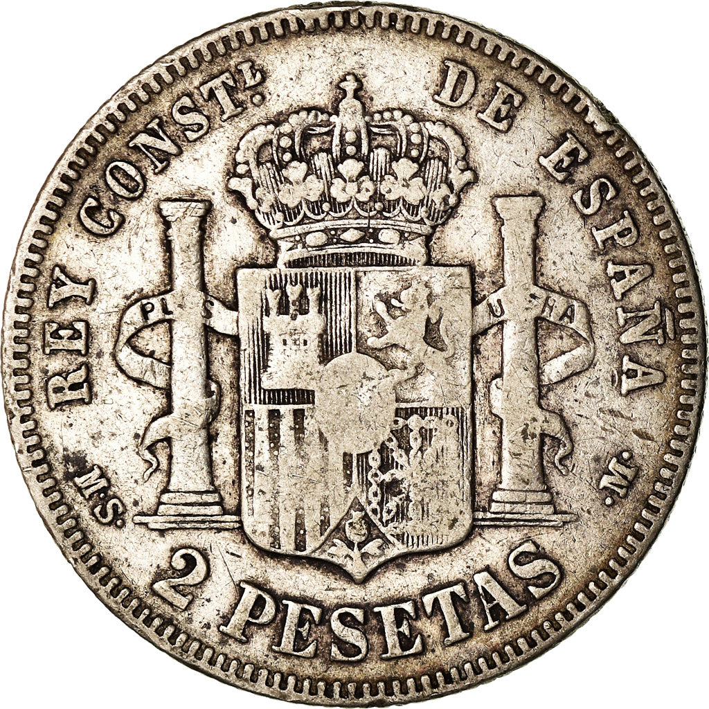 Coin, Spain, Alfonso XII, 2 Pesetas, 1882, Madrid, VF(30-35), Silver, KM:678.2