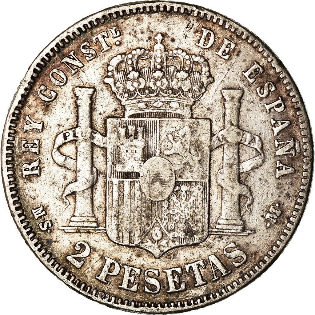 Moneda, España, Alfonso XII, 2 Pesetas, 1882, Madrid, BC+, Plata, KM:678.2
