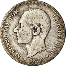 Coin, Spain, Alfonso XII, 2 Pesetas, 1879, Madrid, VF(20-25), Silver, KM:678.1