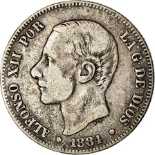 Coin, Spain, Alfonso XII, 2 Pesetas, 1884, Madrid, VF(30-35), Silver, KM:678.2