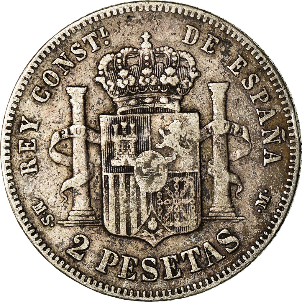 Coin, Spain, Alfonso XII, 2 Pesetas, 1884, Madrid, VF(30-35), Silver, KM:678.2