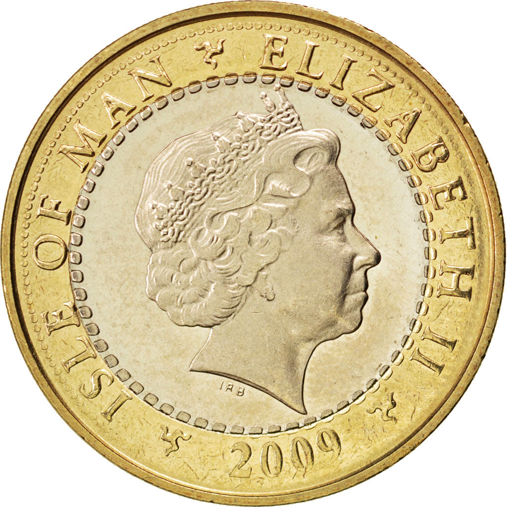 ISLE OF MAN, 2 Pounds, 2009, Pobjoy Mint, KM #1260, MS(63), Bi-Metallic, 28.4,..
