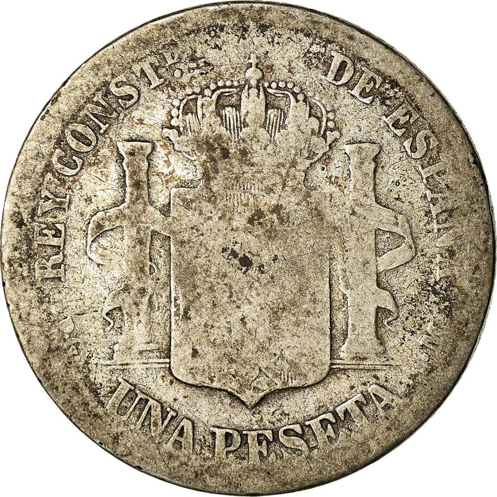 Monnaie, Espagne, Alfonso XIII, Peseta, 1891, Madrid, B, Argent, KM:691