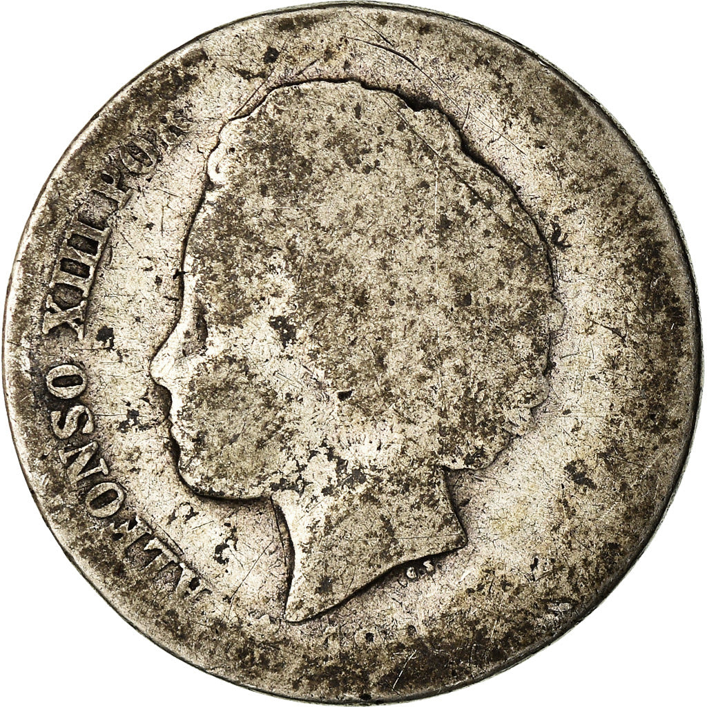 Moeda, Espanha, Alfonso XIII, Peseta, 1893, Madrid, VG(8-10), Prata, KM:702