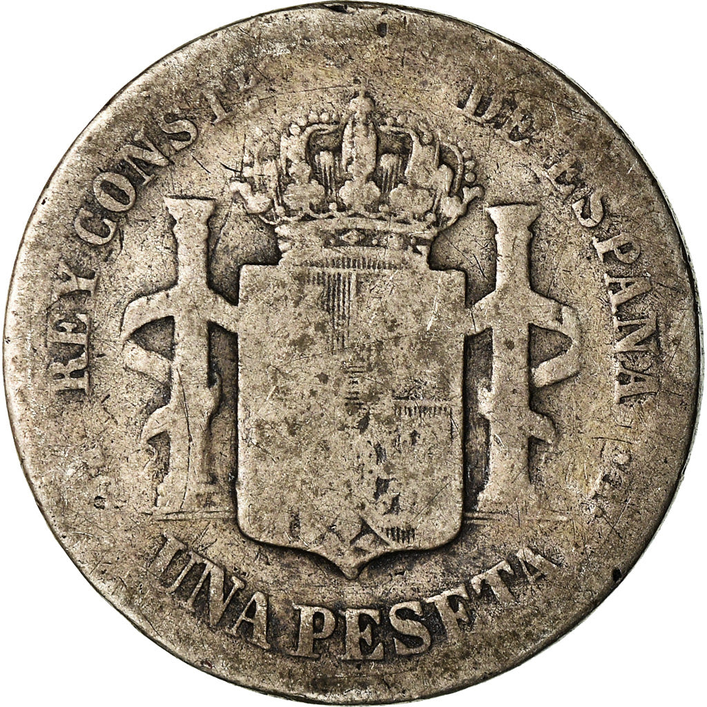 Moeda, Espanha, Alfonso XIII, Peseta, 1893, Madrid, VG(8-10), Prata, KM:702