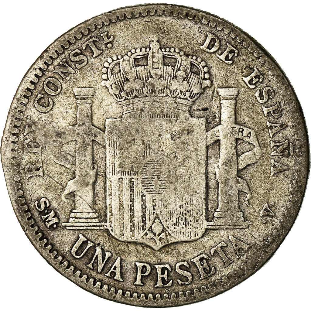 Moneda, España, Alfonso XIII, Peseta, 1904, Madrid, BC+, Plata, KM:721