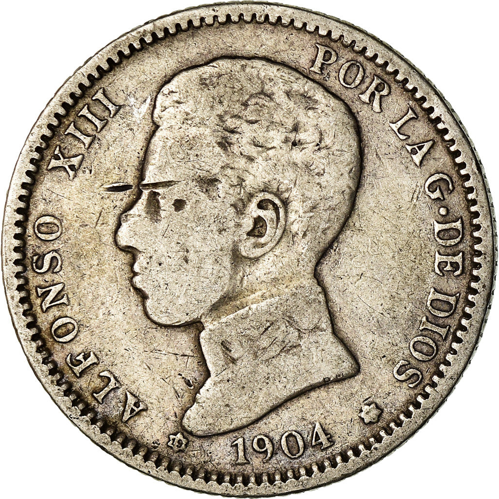 Coin, Spain, Alfonso XIII, Peseta, 1904, Madrid, VF(20-25), Silver, KM:721