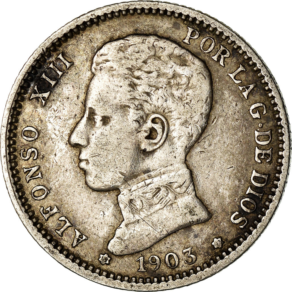 Moeda, Espanha, Alfonso XIII, Peseta, 1903, Madrid, EF(40-45), Prata, KM:721