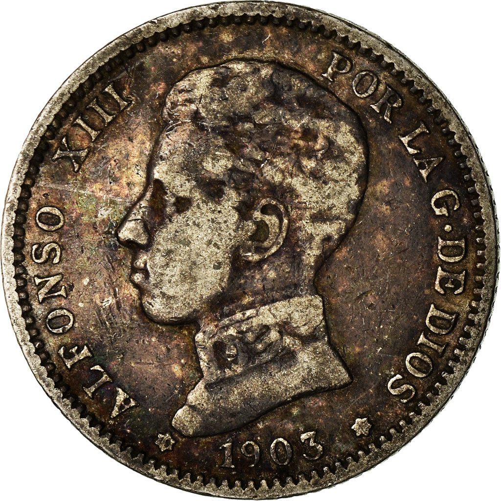 Moeda, Espanha, Alfonso XIII, Peseta, 1903, Madrid, VF(30-35), Prata, KM:721