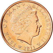 Moneda, Isla de Man, Elizabeth II, Penny, 2011, Pobjoy Mint, SC, Cobre chapado
