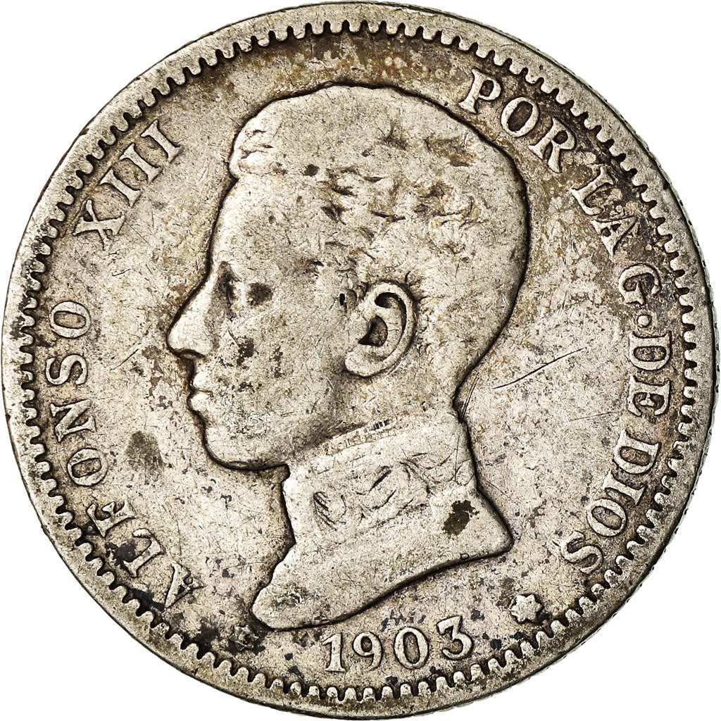 Munten, Spanje, Alfonso XIII, Peseta, 1903, Madrid, FR, Zilver, KM:721