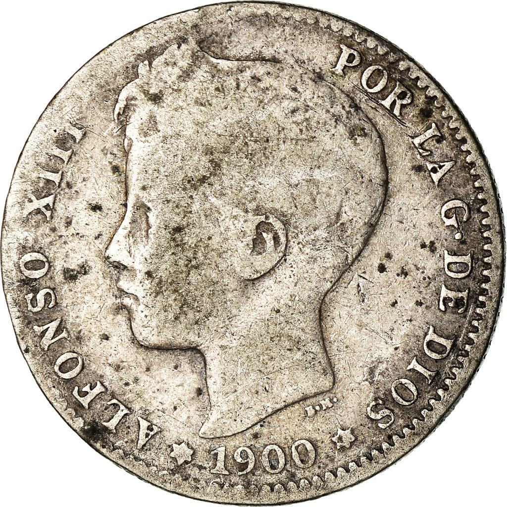 Moneda, España, Alfonso XIII, Peseta, 1900, Madrid, BC, Plata, KM:706