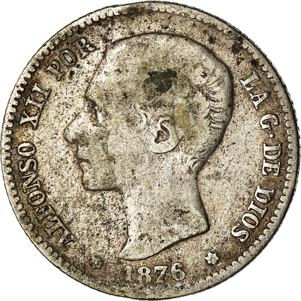 Münze, Spanien, Alfonso XII, Peseta, 1876, Madrid, S, Silber, KM:672