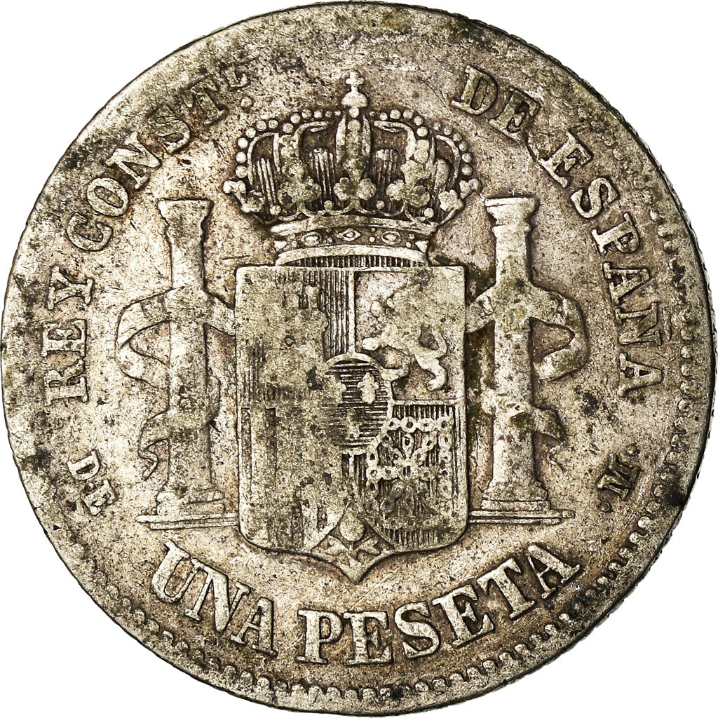 Münze, Spanien, Alfonso XII, Peseta, 1876, Madrid, S, Silber, KM:672