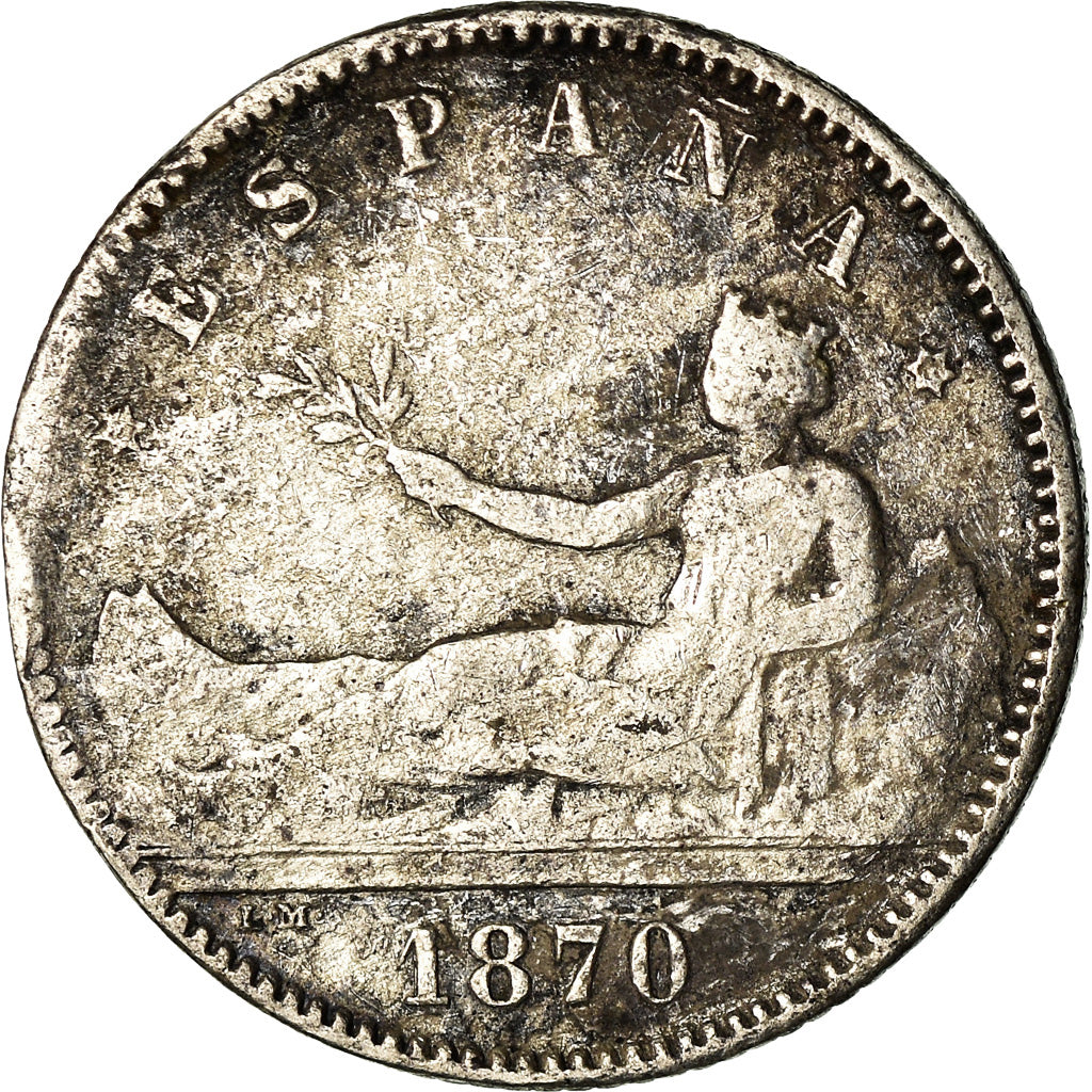 Moneta, Spagna, Provisional Government, Peseta, 1870 (73), Madrid, MB, Argento