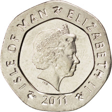 ISLE OF MAN, 20 Pence, 2011, Pobjoy Mint, KM #1257, MS(63), Copper-Nickel,...