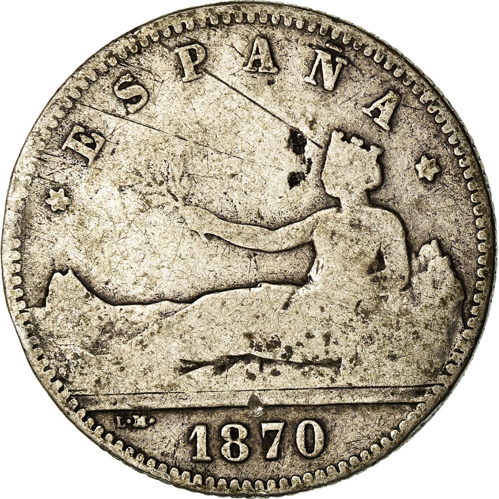Coin, Spain, Provisional Government, Peseta, 1870, Madrid, VF(20-25), Silver