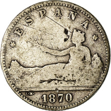 Coin, Spain, Provisional Government, Peseta, 1870, Madrid, VF(20-25), Silver