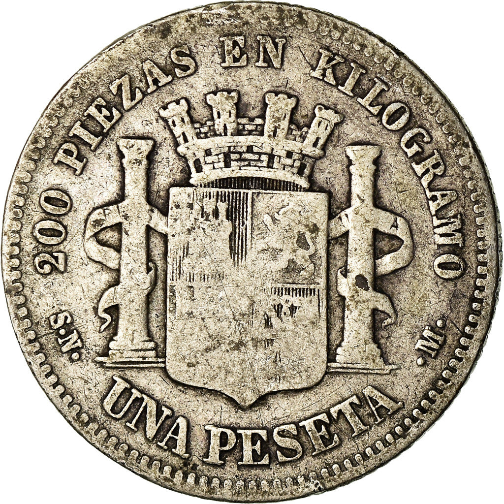 Coin, Spain, Provisional Government, Peseta, 1870, Madrid, VF(20-25), Silver