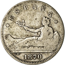 Coin, Spain, Provisional Government, Peseta, 1870, Madrid, VF(20-25), Silver