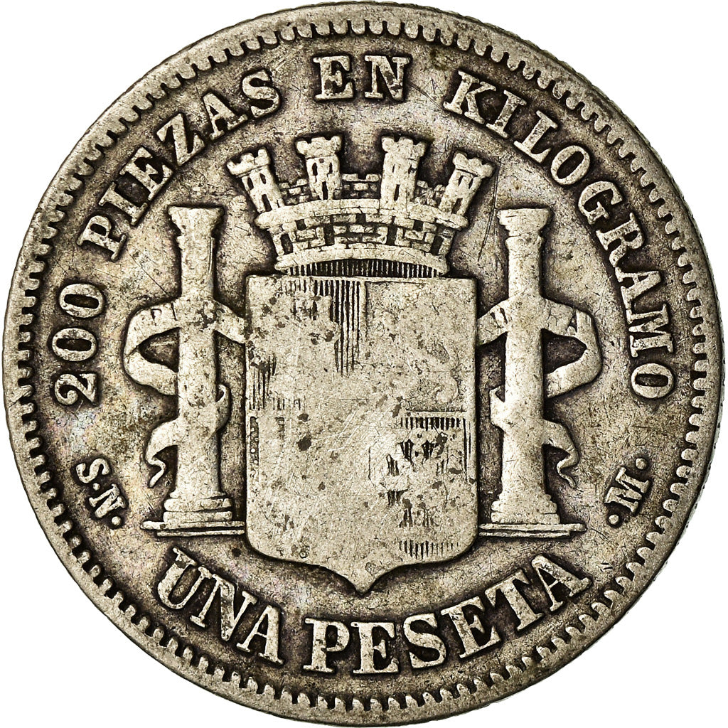 Coin, Spain, Provisional Government, Peseta, 1870, Madrid, VF(20-25), Silver
