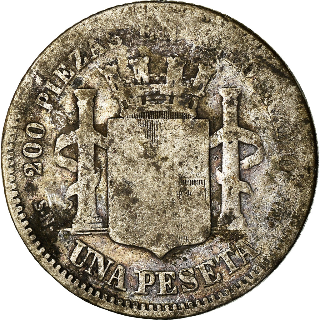 Moeda, Espanha, Provisional Government, Peseta, 1870, Madrid, F(12-15), Prata