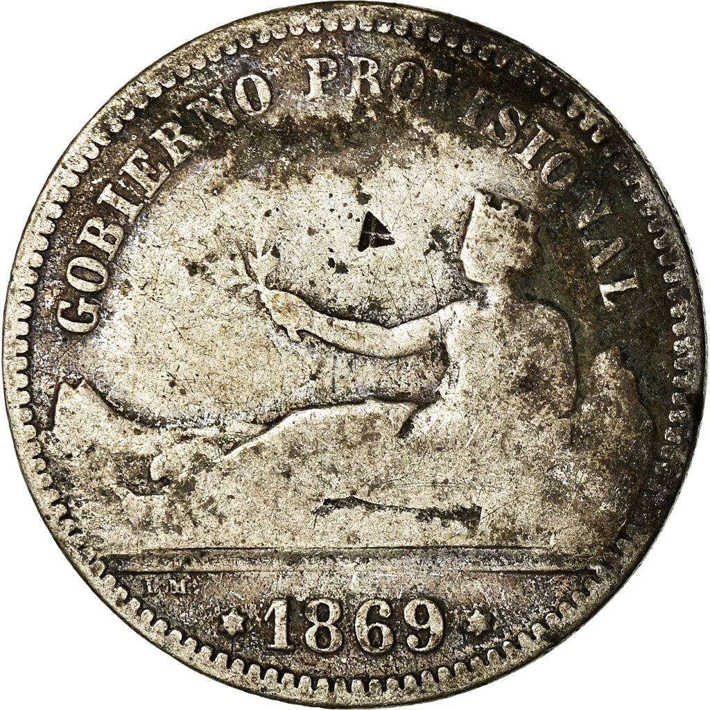 Coin, Spain, Provisional Government, Peseta, 1869, Madrid, F(12-15), Silver
