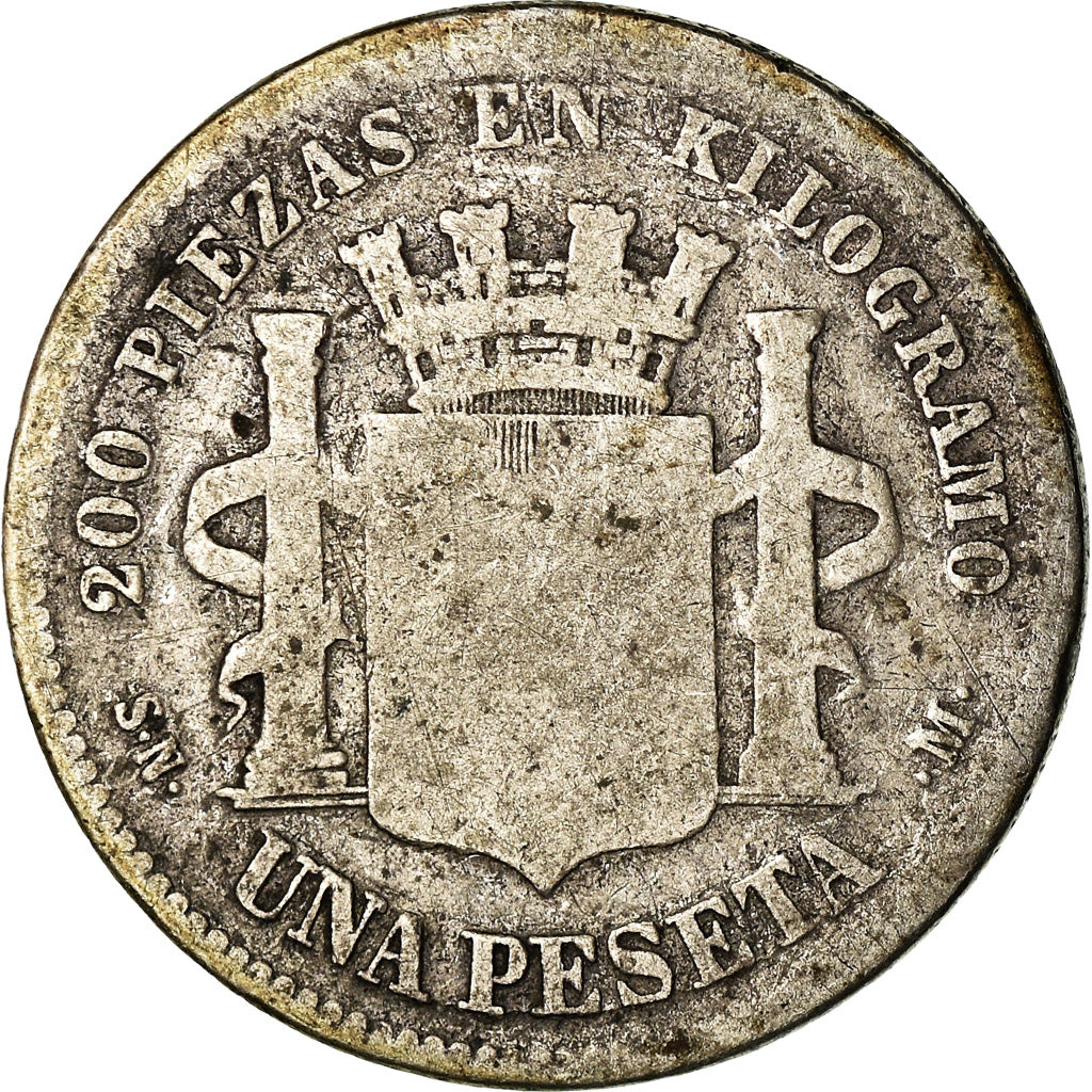 Coin, Spain, Provisional Government, Peseta, 1869, Madrid, F(12-15), Silver