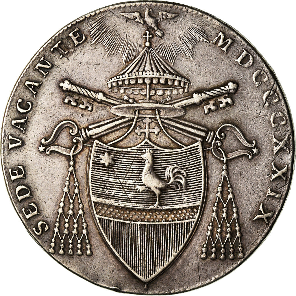 Münze, Italien Staaten, PAPAL STATES, Sede Vacante, Scudo, 1829, Bologna, SS
