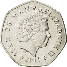ISLE OF MAN, 50 Pence, 2011, Pobjoy Mint, KM #1258, MS(63), Copper-Nickel,...