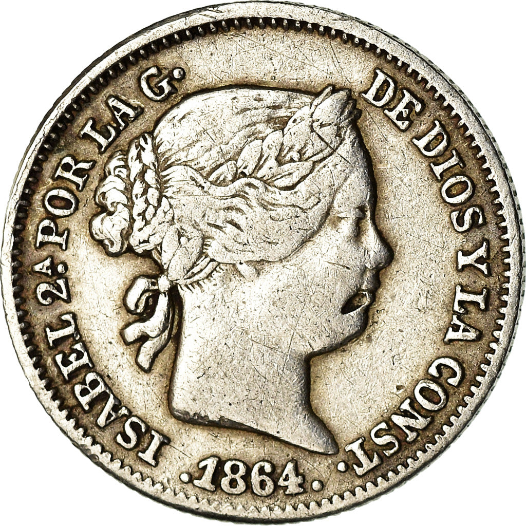 Coin, Spain, Isabel II, Real, 1864, Sevilla, EF(40-45), Silver, KM:606.3