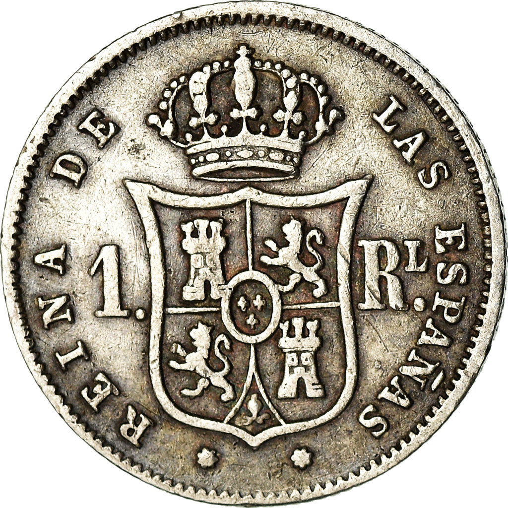 Coin, Spain, Isabel II, Real, 1864, Sevilla, EF(40-45), Silver, KM:606.3